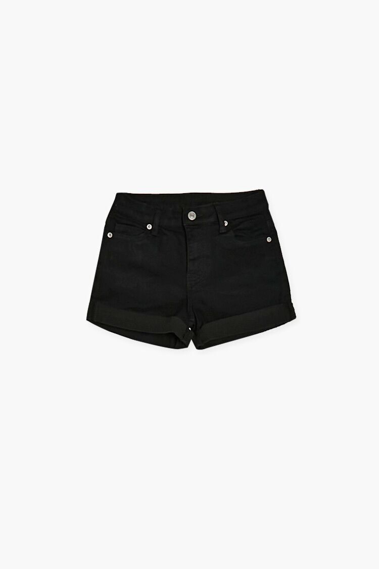 Relaxed Fit High Denim Shorts - Black - Kids | H&M US